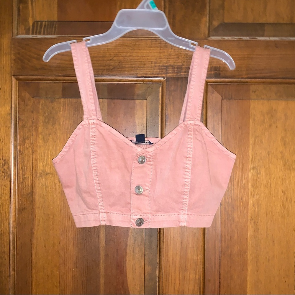 Baby Pink Corduroy Crop Top